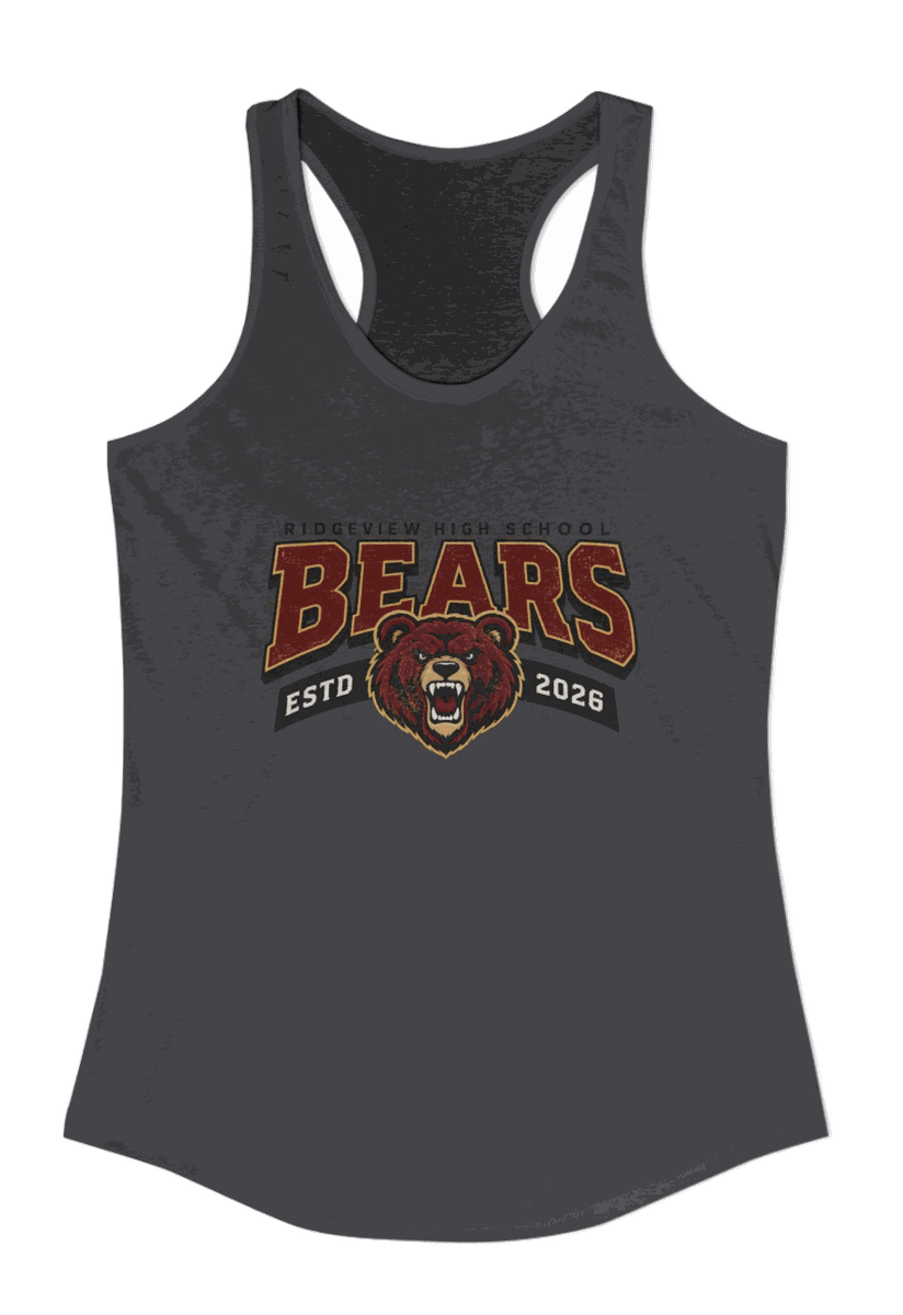 Ridgeview Bears Racerback — Charcoal