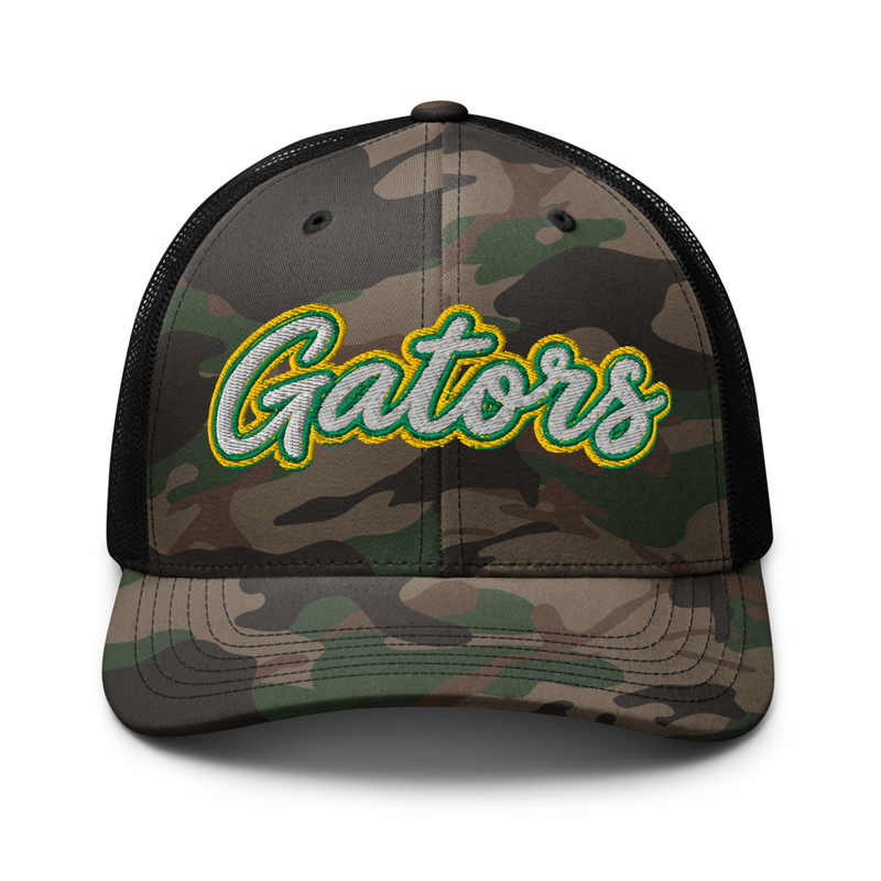 RGS Gators Cursive — Camo Trucker Hat — Camo/Black