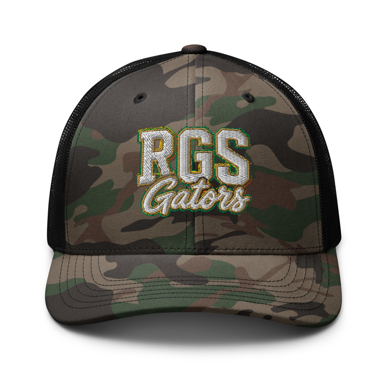 RGS Gators Stacked — Camo Trucker Hat — Camo/Black