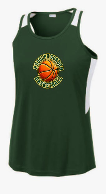 RGS Gators Basketball Badge — Tank Top — Forest Green/ White