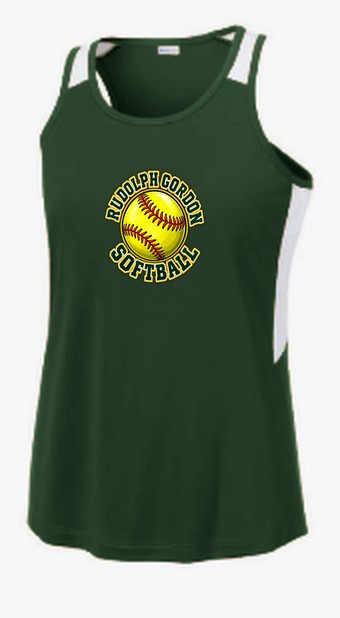 RGS Gators Softball Badge — Tank Top — Forest Green/ White